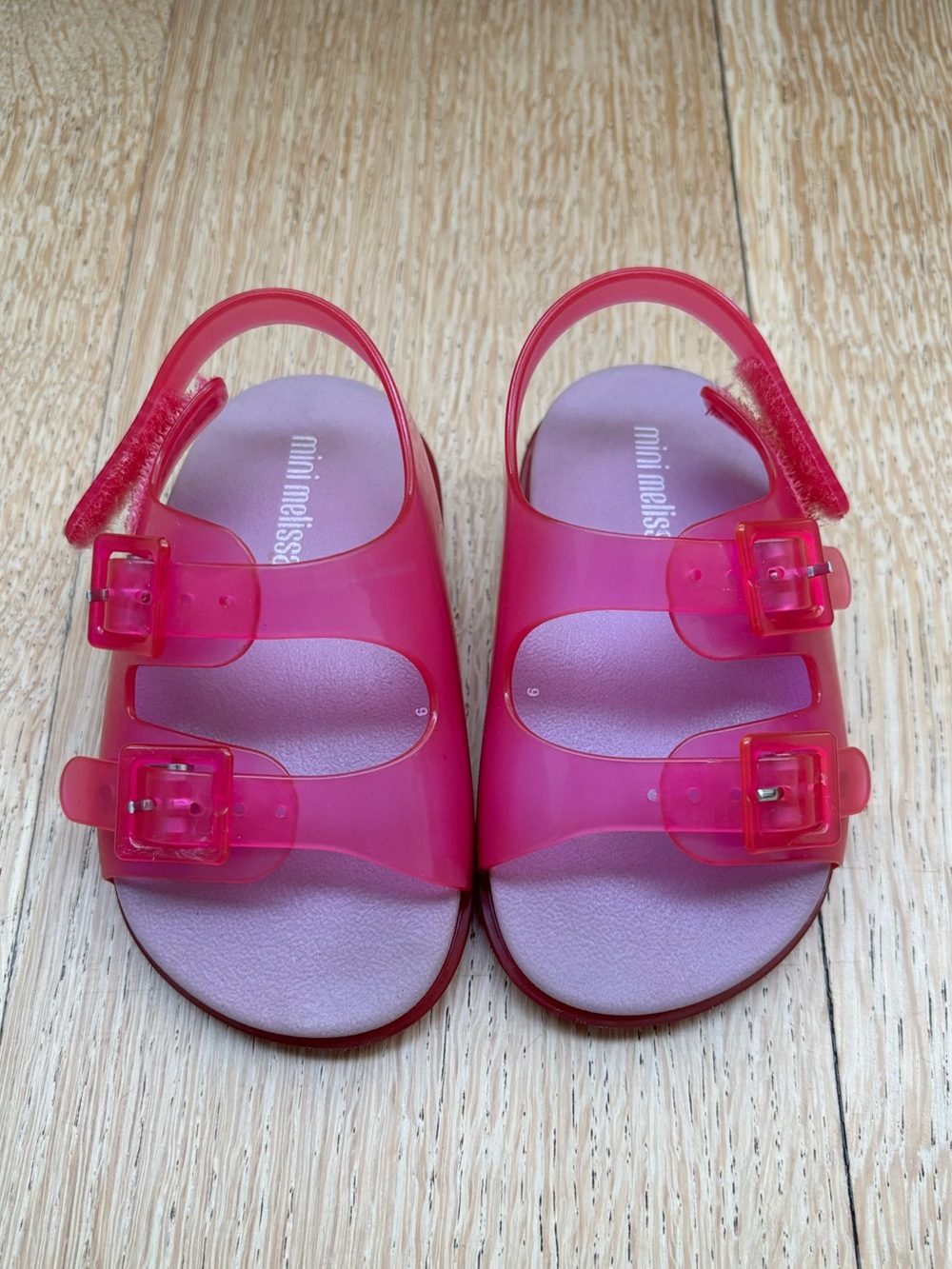 Mini Melissa Hot Pink Jelly Double-Buckle Sandals